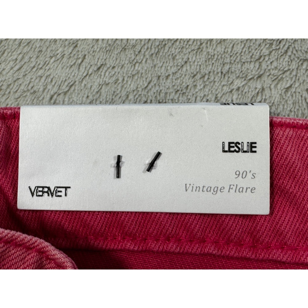 NWT Vervet Womens Leslie 90s Vintage Flare Distressed Pink Jeans 31 Meas: 34x26 - Picture 5 of 7